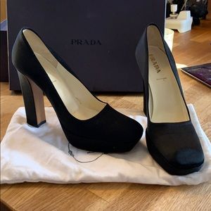 Prada satin platform pumps